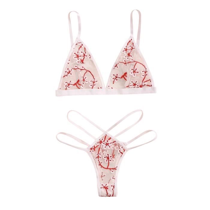 Ensemble Lingerie Lingerie Sexyfleur Broderie String String Sous