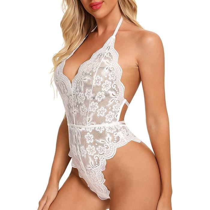 Femmes Body en Dentelle Sexy Teddy Lingerie Cils Vilain Négligé Body