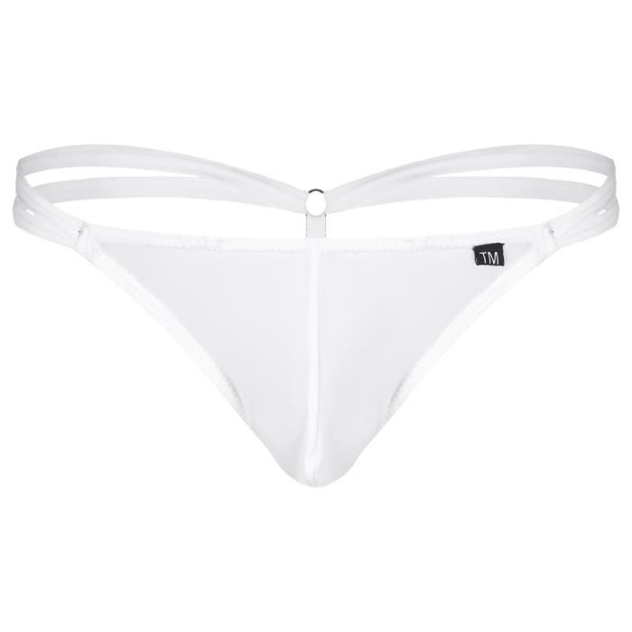 YONGHS String Homme Sexy G String T Back Bikini Ficelle Bulge Pouch Jockstrap Gay M XXL Blanc