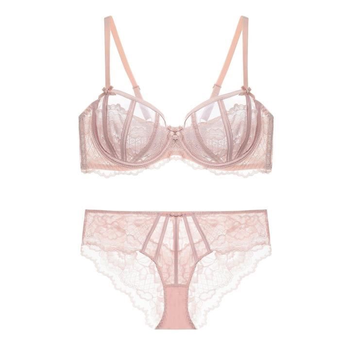 Ensemble Lingerie Femme Dentelle A Mode Couleur Unie Confortable Sexy