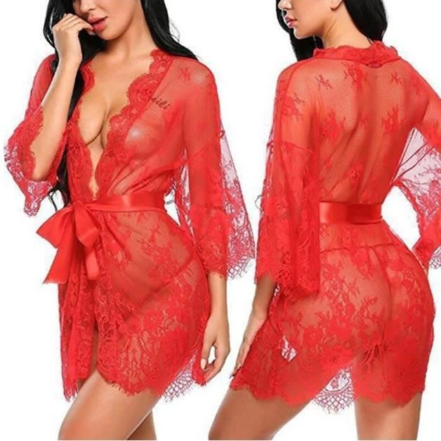 Lingerie Sexy Sooyoove Peignoir Et String Transparent Dentelles
