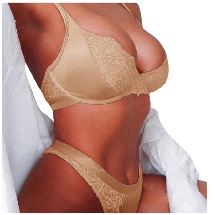 Soutien Gorge Femmes Lingerie Sexy Dentelle Fleurs Push Up Top Pantalon