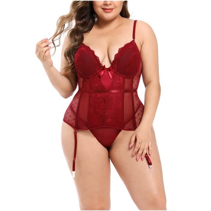 Mesdames Cour Corset Ventre Sexy Corset Une Pièce Lingerie Sexy Plus La Taille rouge64 Rouge