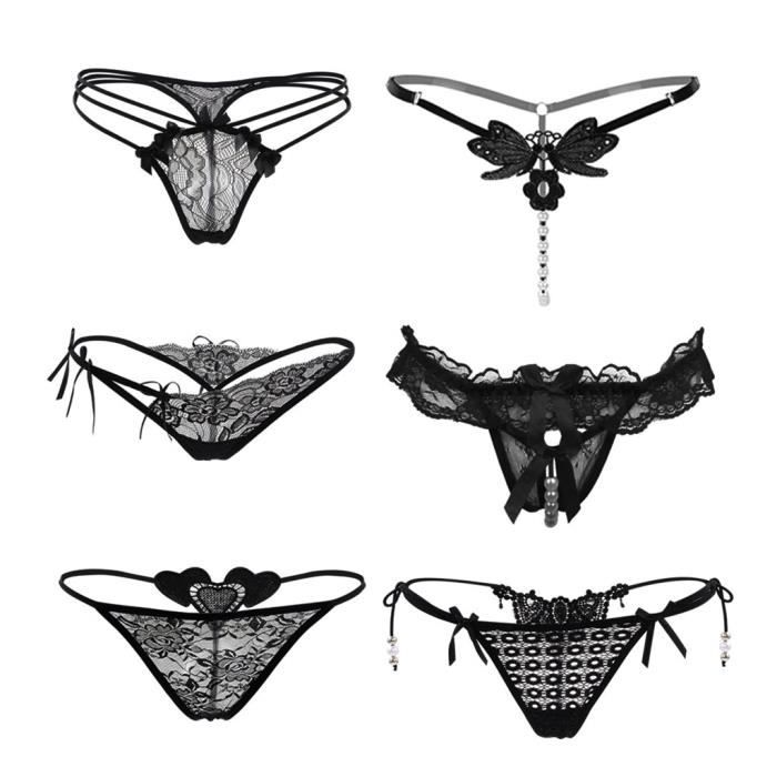 Pc Femmes Dentelle Slips Sexy Lingerie Sous V Tements Perle Pendentif