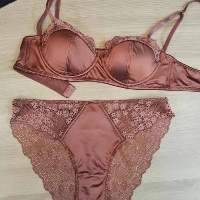 ENSEMBLE LINGERIE Femme Dentelle A Mode Sexy Polyvalente Couleur Unie
