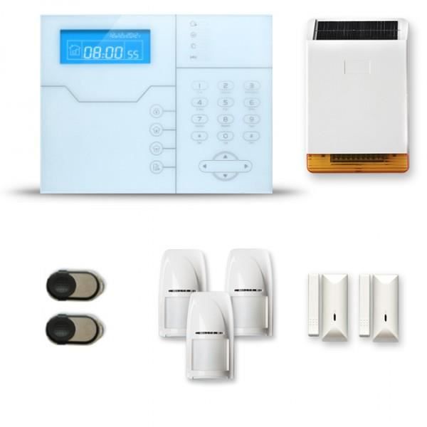 Alarme maison sans fil SHB 2 à 3 pièces mouvement + intrusion + sirène extérieure solaire - Compatible Box internet et GSM