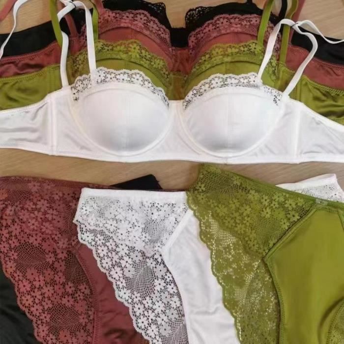 Ensemble Lingerie Femme Dentelle A Mode Sexy Polyvalente Couleur Unie