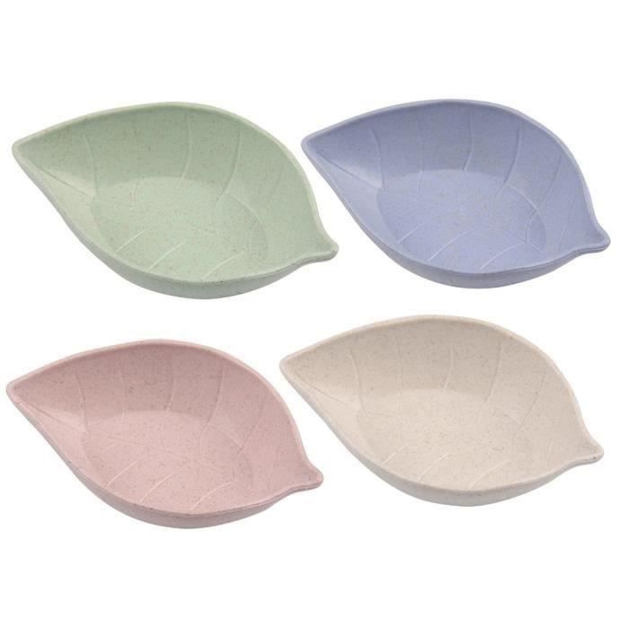 10pcs feuilles de paille de blé sauce plat de sel bol bol de bonbons Snack plat bébé gamin bol de riz (couleurs assorties) Aa23122