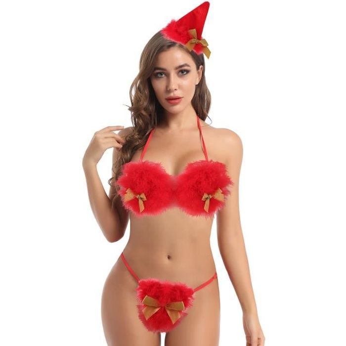 Iixpin Femme Lingerie Sexy Noël Cosplay Costume Mère Noël Coquin Tenue