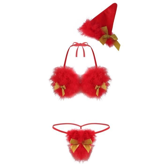 Iixpin Femme Lingerie Sexy Noël Cosplay Costume Mère Noël Coquin Tenue