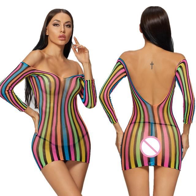 Vêtements Femme Robe Sexy en résille Lingerie érotique nuisette en