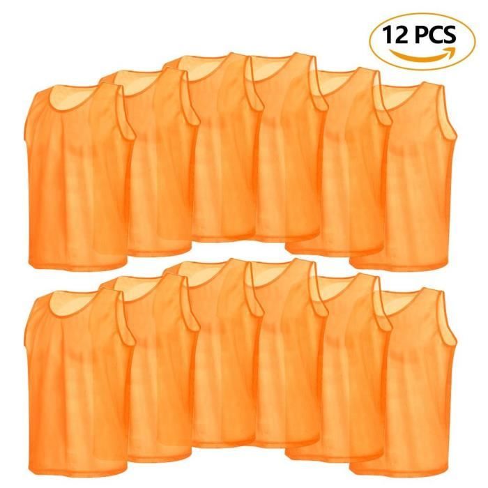 12pcs Maillots Gilet de Sport Chasuble Veste Survêtement Hommes d'Entraînement Respirant en Maille pour Football Basket-ball Rugby