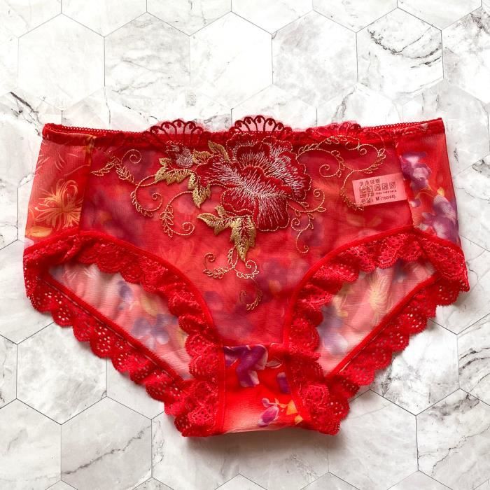 Caleçon Lingerie Sexy Femme Dentelle String Ouvert Culotte G Pants Lingerie Pyjamas t Rouge