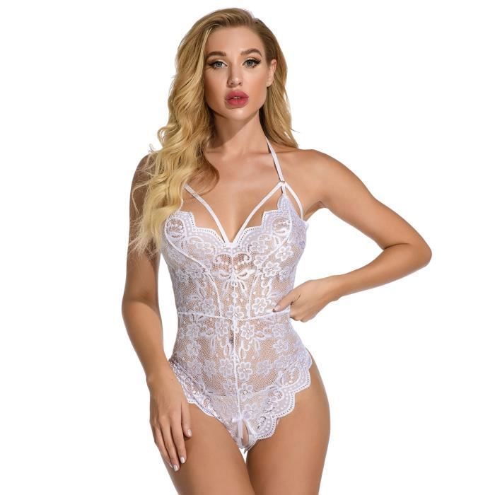Combinaison Femmes Dentelle Lingerie Vider Body Ouvert Entrejambe