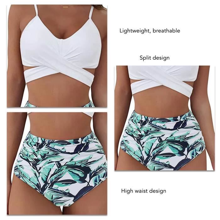 Bikini Taille Haute Sonew Deux Pi Ces Dos Nu Confortable Blanc