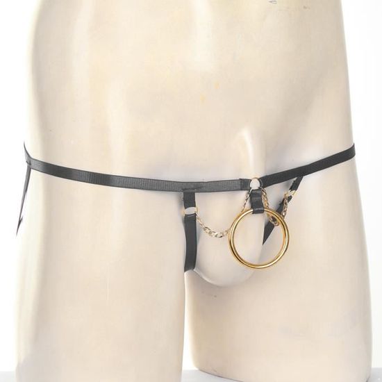 Iixpin Mini String Ouvert Homme Sexy G String O Ring Bikini Fesse Nu Tanga Underwear Noir Noir