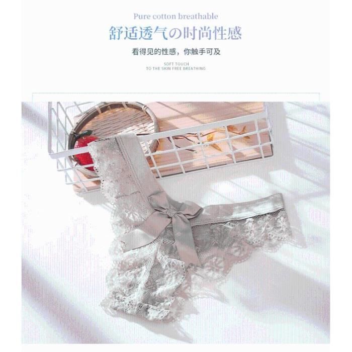 String Tanga Sexy Pour Femmes Dentelle Bow Bikini Culotte Perle Silky