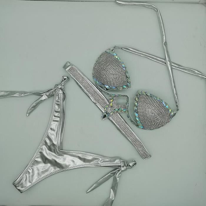 MAILLOT DE BAIN Bikini en pierres de cristal maillot de bain avec strass à la mode vêtements