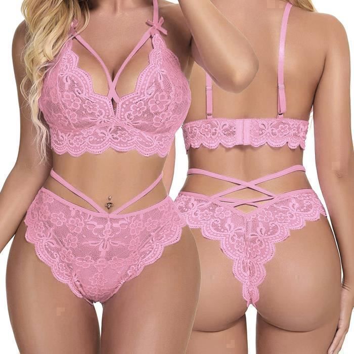 Ensemble de Lingerie Femme 2 Pièces Sous vêtement Dentelle Soutien