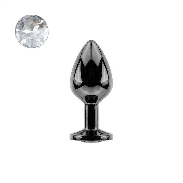 Transparent S Plug Anal noir en métal lisse inoxydable bijoux