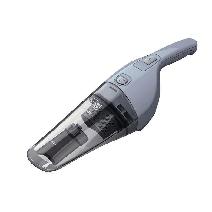 BLACK+DECKER NVB215W-QW Aspirateur à main sans fil - 7,2 V - Autonomie : 8 min - Chargeur par prise Jack 7.5, 370 ml, Gris