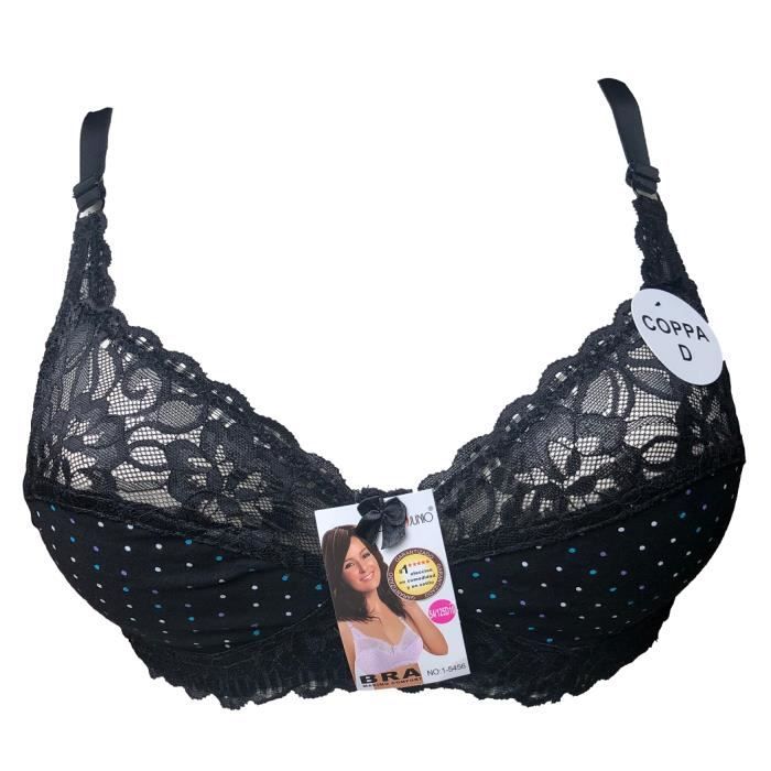 Soutien Gorge 90D Sans Armatures Coton Noir Avec Pois Lingerie Grande Taille Noir Cdiscount