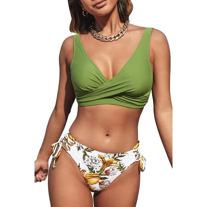 Dames Maillots De Bain Femme Bikini Fronc Et Torsad Ensemble Bikini