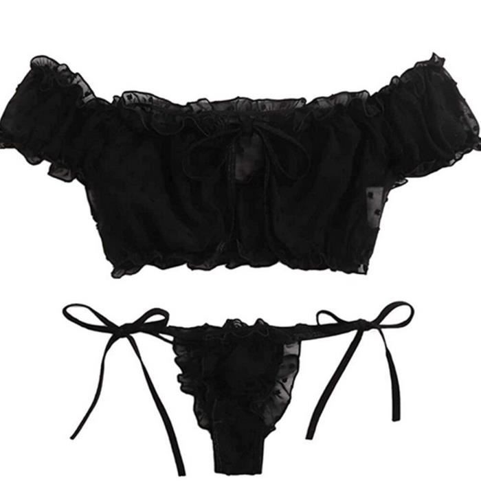 Ensemble Lingerie Pliss Maille Femmes Sous V Tements Type Black Blanc Cdiscount Pr T