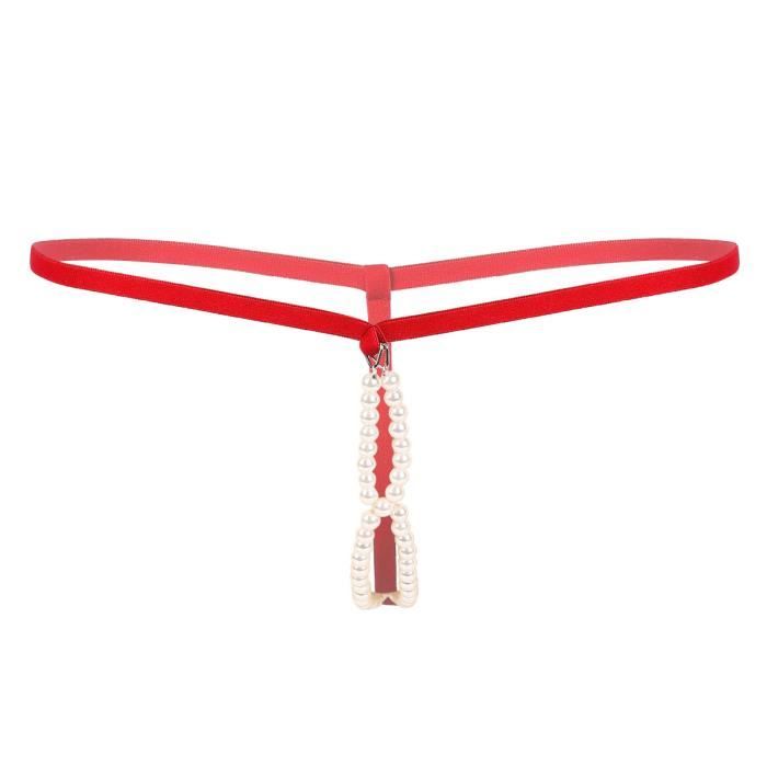 Yizyif Homme Micro String Sexy Perle G String Thong Bikini Jockstrap Ouvert Gay Slip O Ring