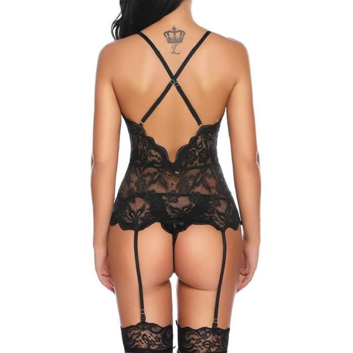 Femme Ensemble Lingerie Brassière Combinaison Dentelle Nuisette Sexy