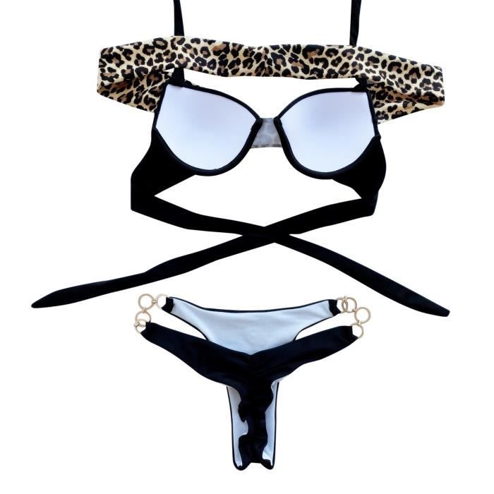 Maillot De Bain Femme Sexy Maillot De Bain Bikini Taille Haute Noir Noir Cdiscount Pr T Porter