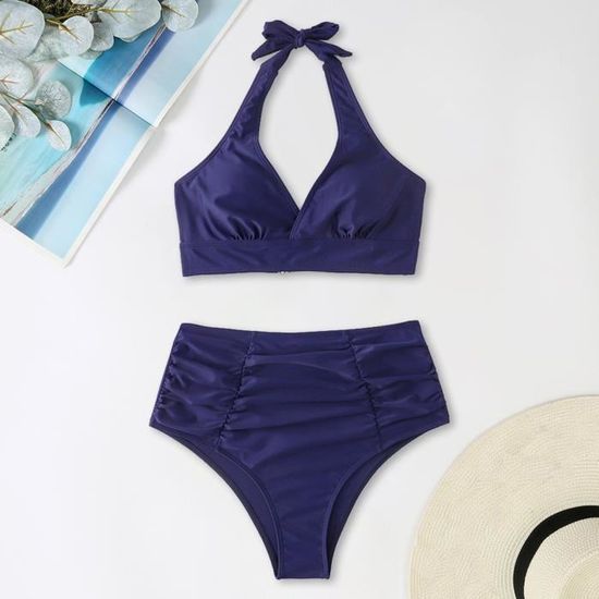 Maillot De Bain Pcs Set Bikini Set Couleur Solide Couleurs Col De