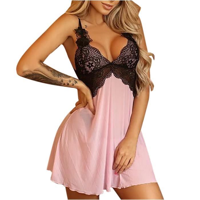 Femmes Sexy Lingerie Sling jarretelle jupe dentelle épissage Net fil