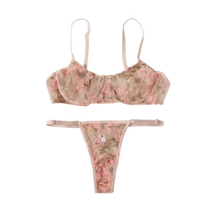 Sexy G String Fleurs Broderie Bralette Dentelle Soutien Gorge Bustier Lingerie String N