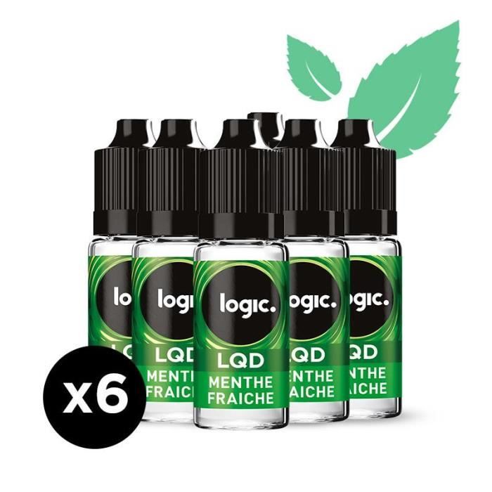 Logic LQD - Goût Menthe Fraiche - 6 mg - 6 bouteilles d'e-liquide.