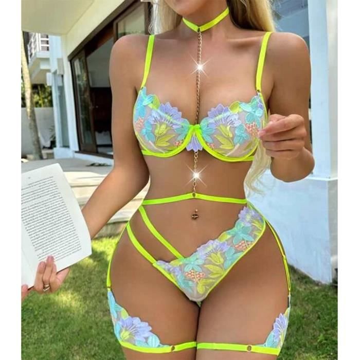 Mode féminine Sexy Lingerie Jarretière Ceinture Brodée Évider Ceinture