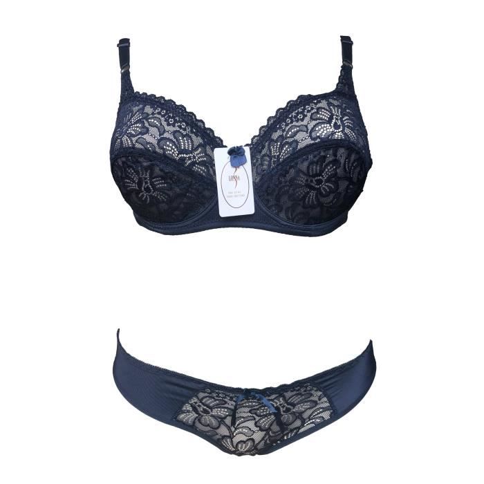Ensemble Lingerie Femme D Dentelle Bleu Soutien Gorge Et Culotte Bleu