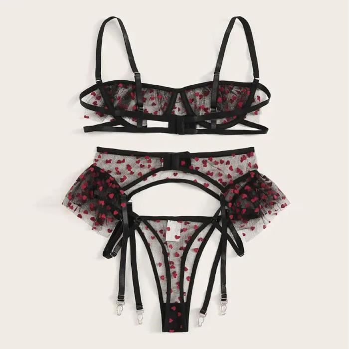 Ensemble De Lingerie Sexy En Dentelle Exquise Soutien Gorge