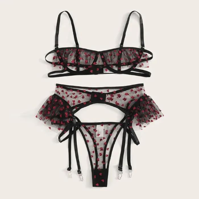 Ensemble De Lingerie Sexy En Dentelle Exquise Soutien Gorge