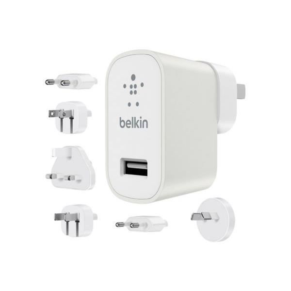 BELKIN Kit de voyage International Adapteur secteur - USB 4 broches - 12 W - Blanc