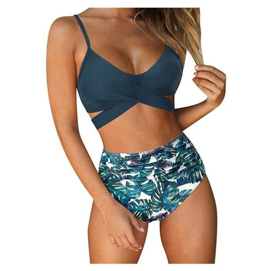 Femmes Sexy Solide Imprim Bikini Push Up Pad Maillots De Bain