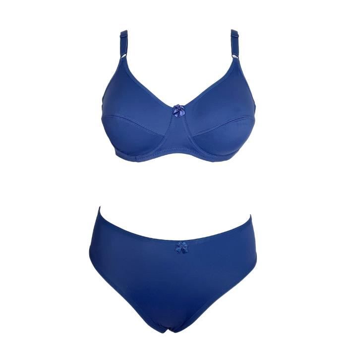Ensemble lingerie femme D bleu marine soutien gorge et culotte Bleu Cdiscount Prêt à Porter