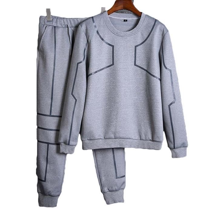 Ensemble de Sport Homme Jogging Fashion Sportswear 2 Pièces Gris XS