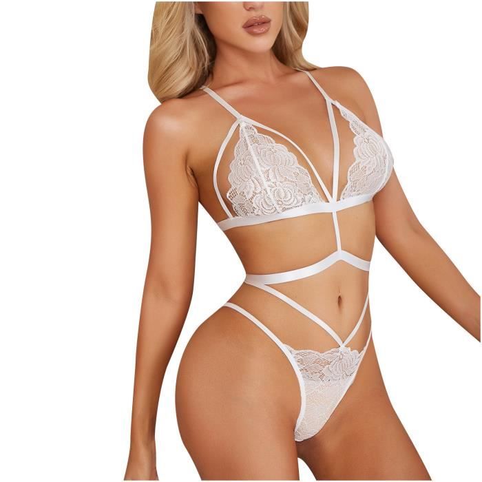 Brassiere De Pcs Mode Sexy Femmes Lace Up Vide R Lingerie Slip