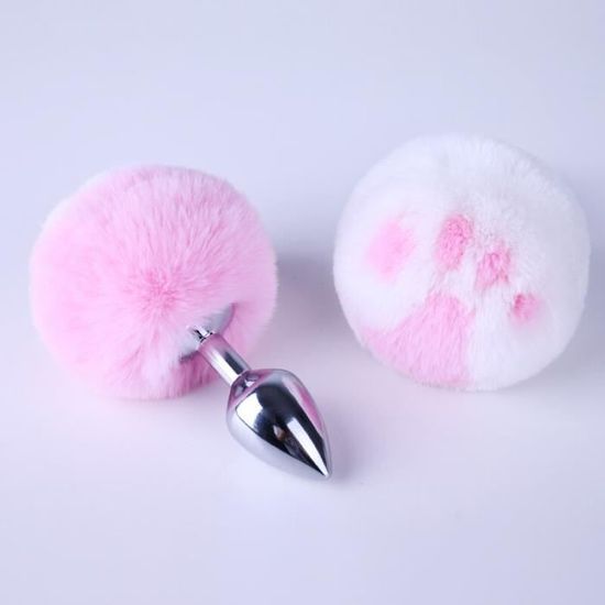 Plug Anal En Acier Inoxydable Pour Femme Adulte Avec Queue Imprim E De Chat Lapin Cosplay