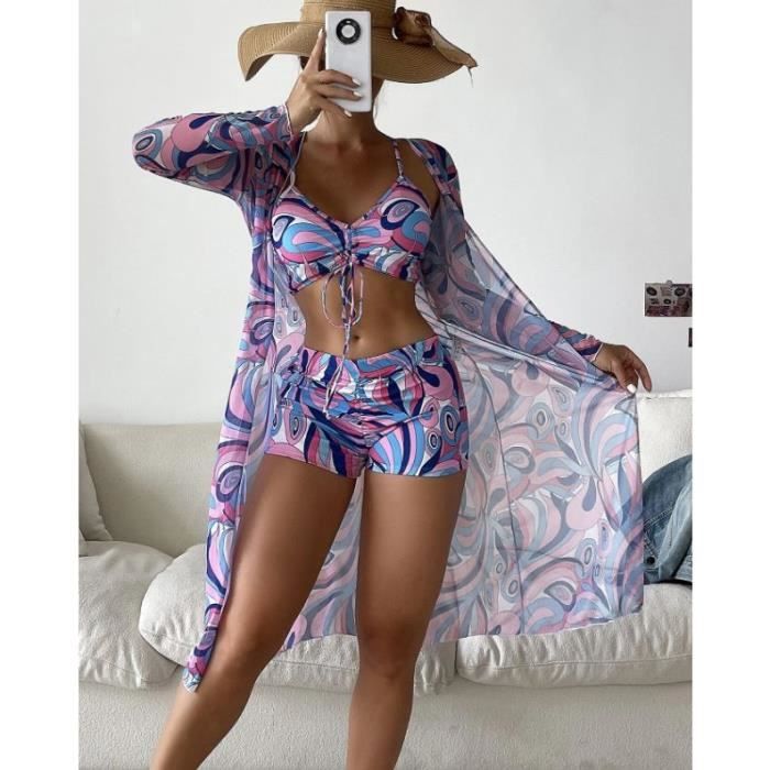 Femmes Taille Haute Bikini Pi Ces Sexy Push Up Maillot De Bain Couvrir Maillots De Bain