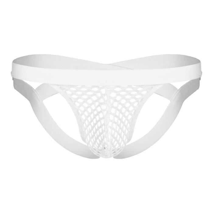 Iixpin Homme String Sexy Transparent Jockstrap Ouvert Fesse Nue Gay