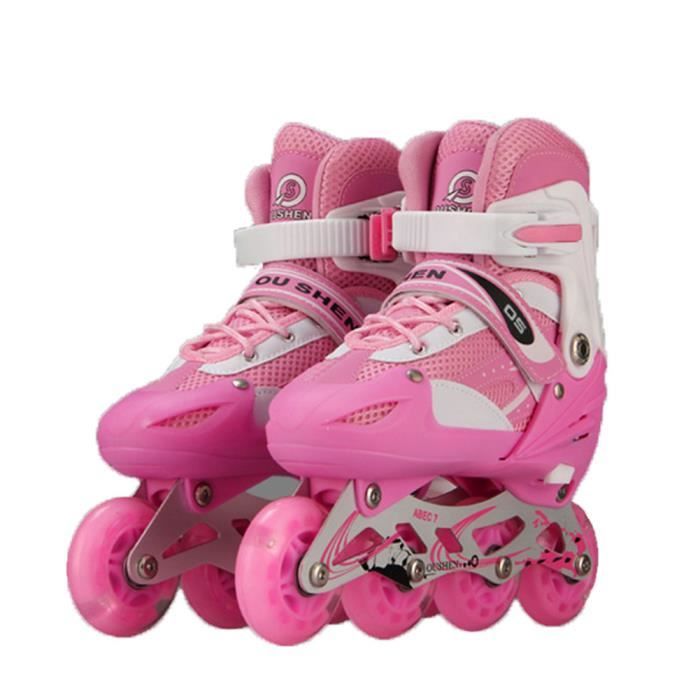 Roller In Line Roues LED Illuminées Réglable Pour Enfants,Rose