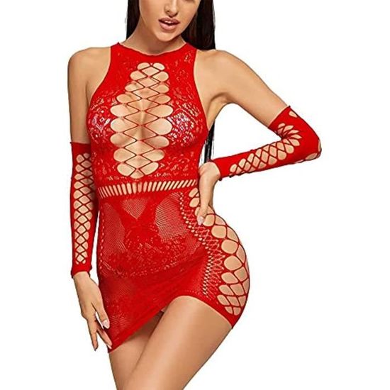 Soutien Gorge SR5NF Ensemble Lingerie Résille Nuisette Manches