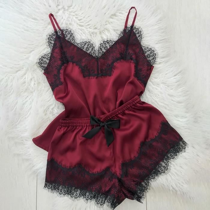 Nouveau Sexy Satin Soie Pyjama Lingerie Femmes Sous V Tements V Tements De Nuit Satin